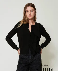 Cardigan Aus Wollmischung Mit Maxiblume
