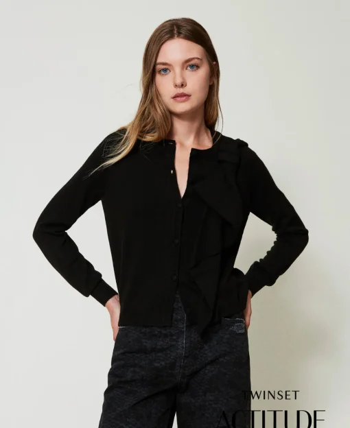 Cardigan Aus Wollmischung Mit Maxiblume