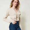 Cardigan Aus Wollmischung Mit Volants