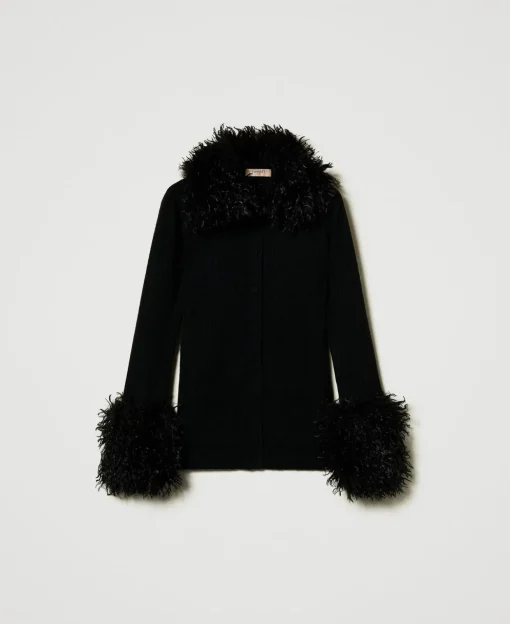 Cardigan Aus Wollmischung Mit Pelzimitat