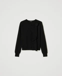 Cardigan Aus Wollmischung Mit Maxiblume