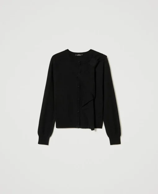 Cardigan Aus Wollmischung Mit Maxiblume