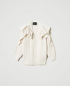 Cardigan Aus Wollmischung Mit Volants