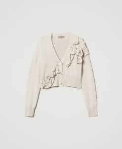 Cardigan Aus Wollmischung Mit Volants