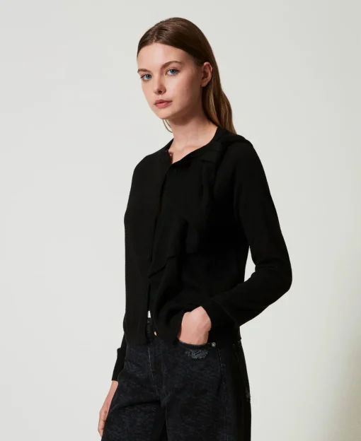 Cardigan Aus Wollmischung Mit Maxiblume