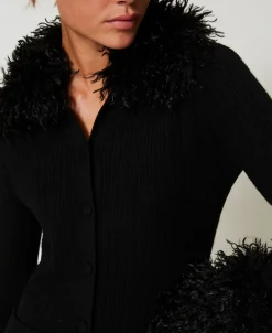 Cardigan Aus Wollmischung Mit Pelzimitat