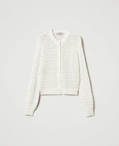 Cardigan Mit Durchbruchmuster Und Pailletten