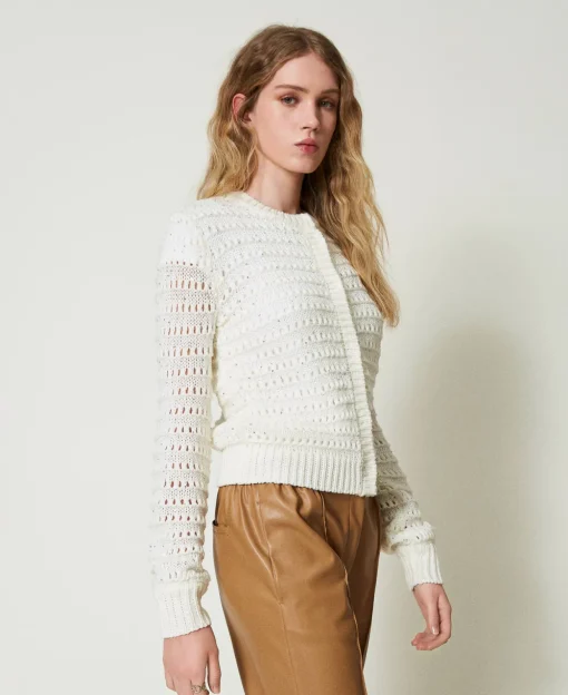 Cardigan Mit Durchbruchmuster Und Pailletten