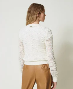 Cardigan Mit Durchbruchmuster Und Pailletten