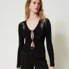 Cardigan Mit Schnüren Und Spitze