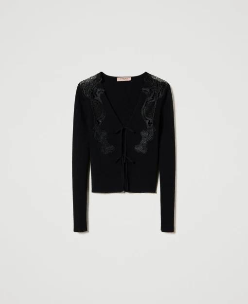 Cardigan Mit Schnüren Und Spitze