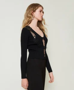 Cardigan Mit Schnüren Und Spitze