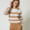 Cardigan Mit Zweifarbigem Streifenmuster