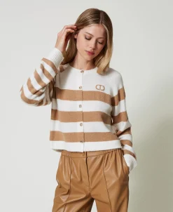 Cardigan Mit Zweifarbigem Streifenmuster