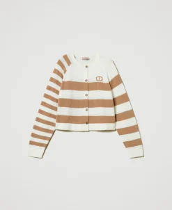 Cardigan Mit Zweifarbigem Streifenmuster