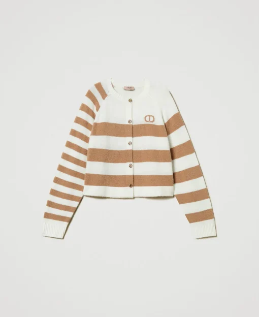Cardigan Mit Zweifarbigem Streifenmuster