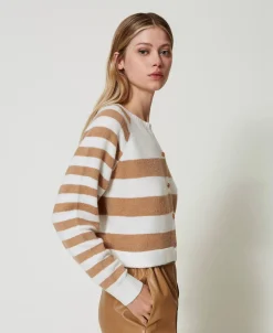 Cardigan Mit Zweifarbigem Streifenmuster