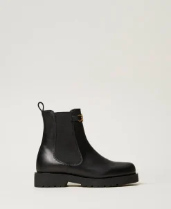 Chelsea-Boot Aus Leder Mit Oval T