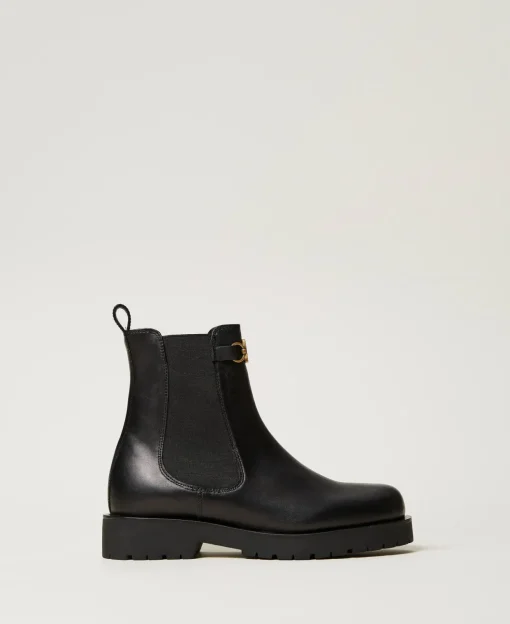 Chelsea-Boot Aus Leder Mit Oval T