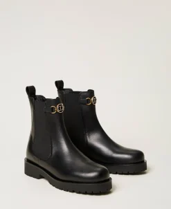 Chelsea-Boot Aus Leder Mit Oval T