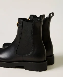 Chelsea-Boot Aus Leder Mit Oval T