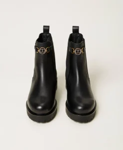 Chelsea-Boot Aus Leder Mit Oval T