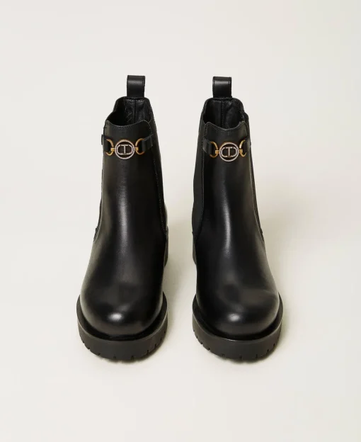 Chelsea-Boot Aus Leder Mit Oval T