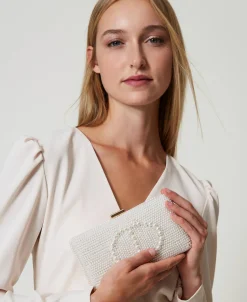 Clutch Mit Perlen Und „Oval T“