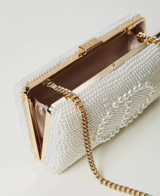 Clutch Mit Perlen Und „Oval T“