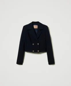 Cropped-Blazer Aus Crêpe-Cady