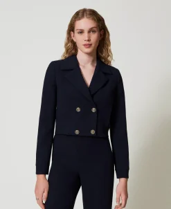 Cropped-Blazer Aus Crêpe-Cady