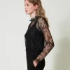 Cropped-Bluse Aus Spitze Mit Top