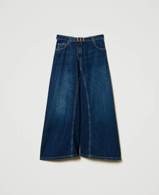 Cropped-Jeans Mit Gürtel
