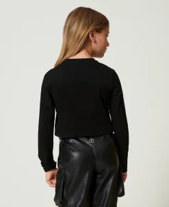 Cropped-Shirt Mit Gummiertem Logo