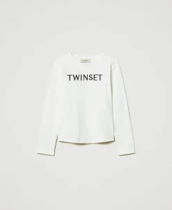 Cropped-Shirt Mit Sticklogo