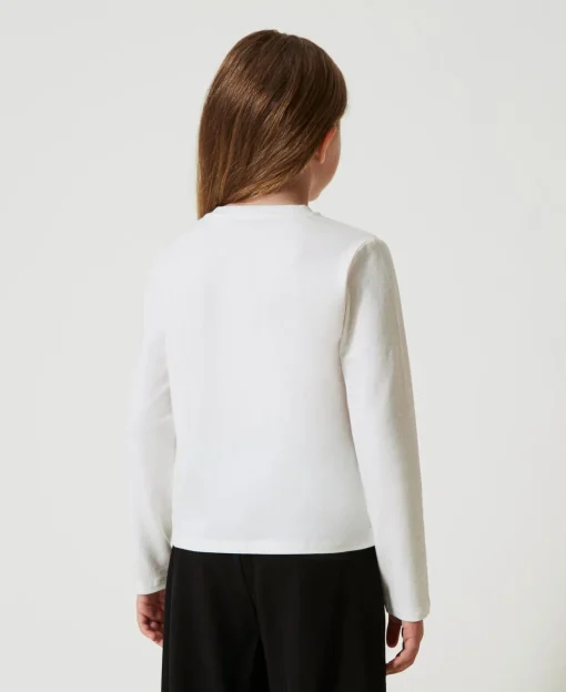 Cropped-Shirt Mit Sticklogo