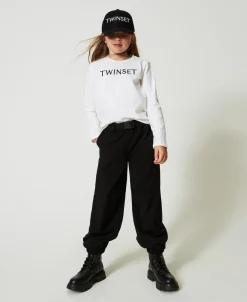 Cropped-Shirt Mit Sticklogo