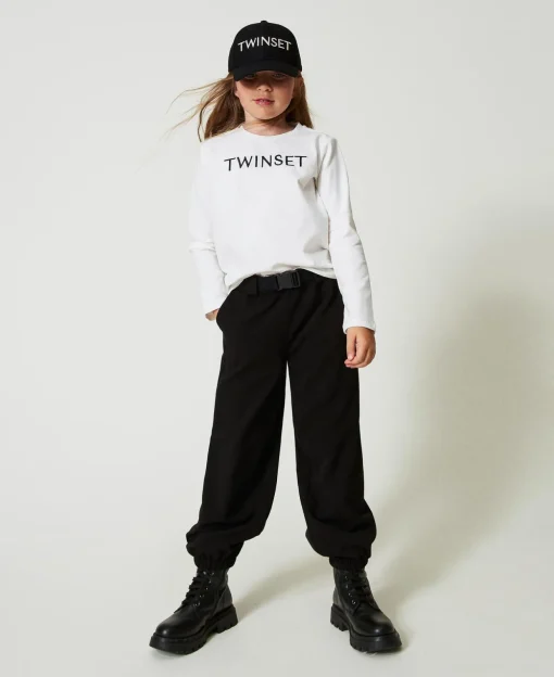 Cropped-Shirt Mit Sticklogo