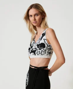 Crop-Top Aus Jacquard Aus Treeblend-Garn