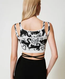 Crop-Top Aus Jacquard Aus Treeblend-Garn