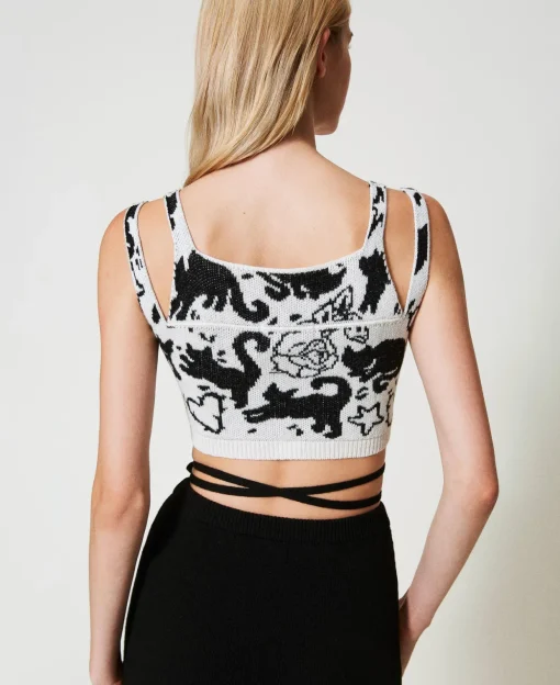 Crop-Top Aus Jacquard Aus Treeblend-Garn