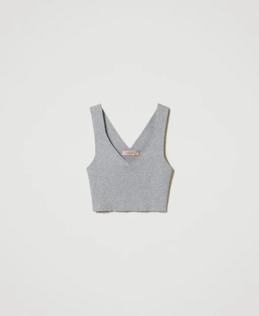 Crop-Top Aus Rippenstrick