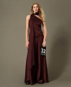 Einschultriges Maxikleid Aus Satin Aus Seidenmischung