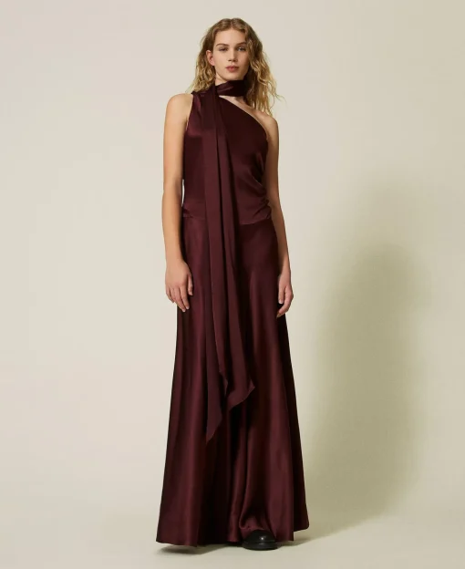 Einschultriges Maxikleid Aus Satin Aus Seidenmischung