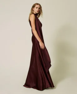 Einschultriges Maxikleid Aus Satin Aus Seidenmischung