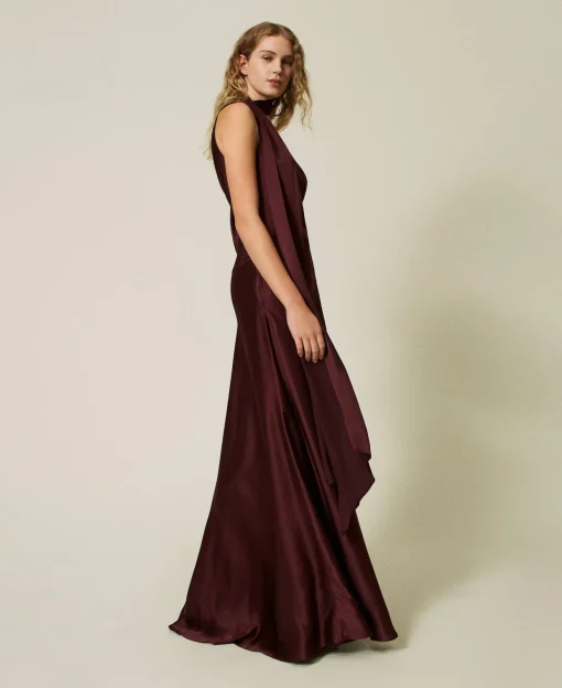Einschultriges Maxikleid Aus Satin Aus Seidenmischung