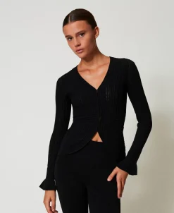 Figurbetonte Jacke Mit Strickmustermix