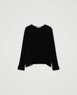 Figurbetonte Jacke Mit Strickmustermix