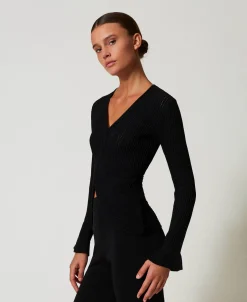 Figurbetonte Jacke Mit Strickmustermix
