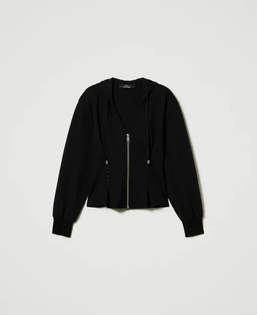 Figurbetonte Sweatjacke Mit Zierhäkchen